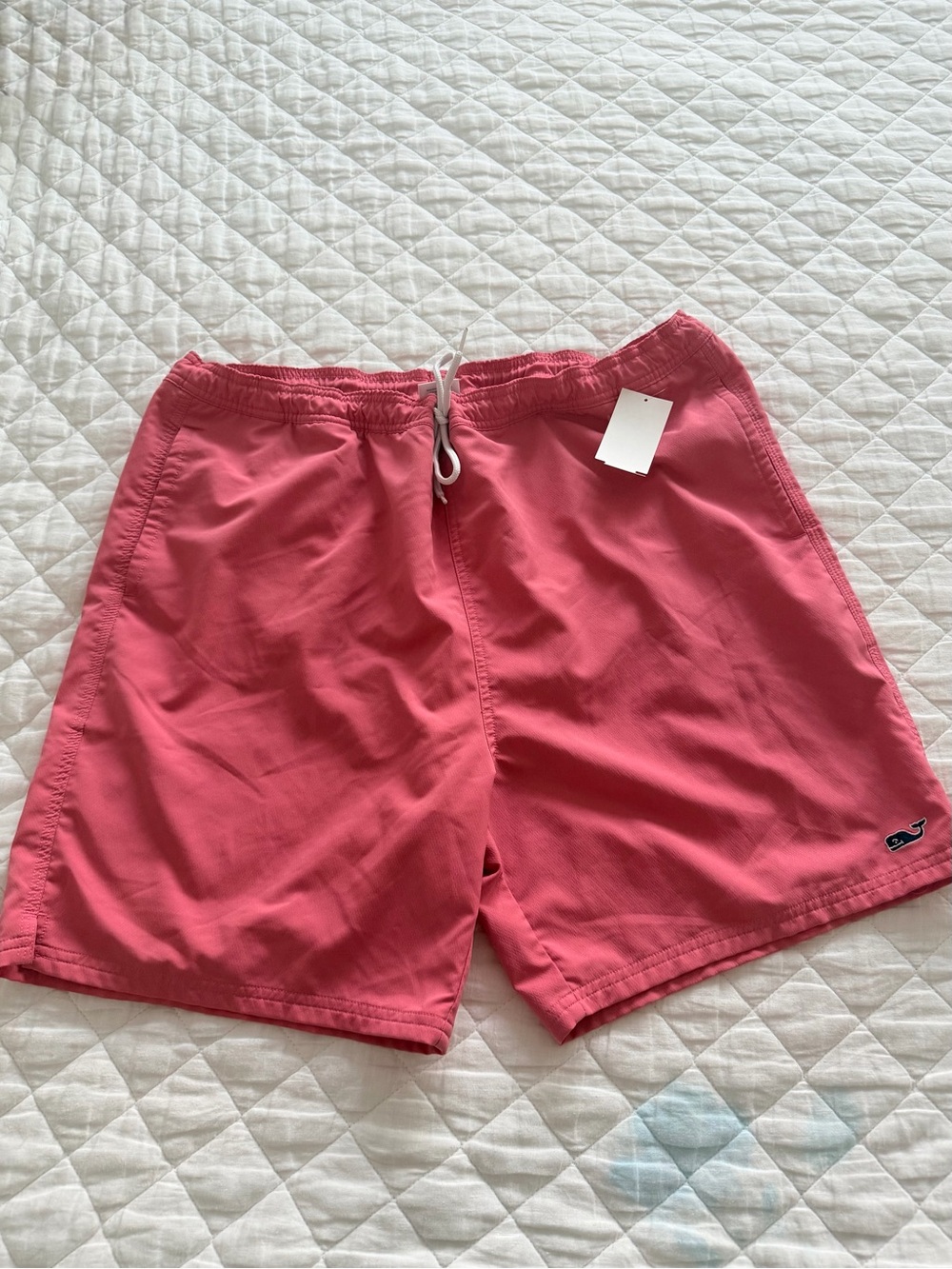 Vineyard Vines Men's Coral Pink Swim Trunks with Drawstring